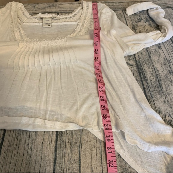 American Rag Cie Off White Pleated Sweater Hi Lo Flowy 1X Lace Details - Picture 13 of 14